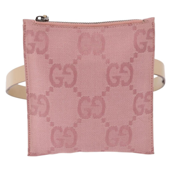 GUCCI GG Canvas Waist bag Pink Silver 037 1312 Auth bs22943