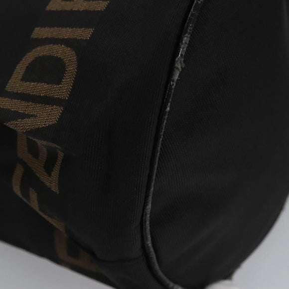 FENDI Hand Bag Nylon Brown Black Silver Auth bs22947