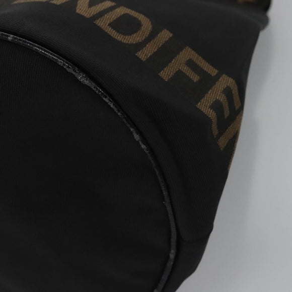 FENDI Hand Bag Nylon Brown Black Silver Auth bs22947