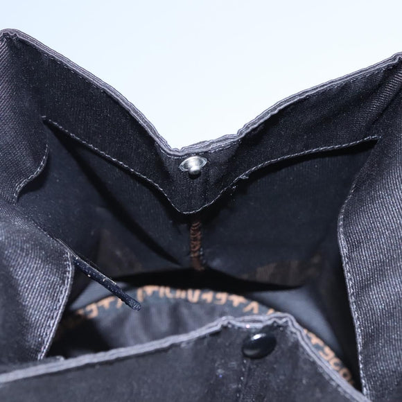 FENDI Hand Bag Nylon Brown Black Silver Auth bs22947