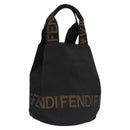 FENDI Hand Bag Nylon Brown Black Silver Auth bs22947-1