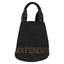 FENDI Hand Bag Nylon Brown Black Silver Auth bs22947-13