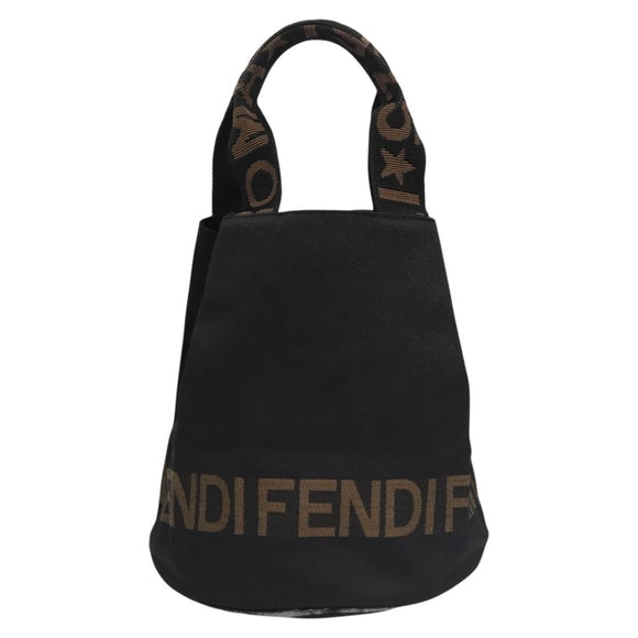 FENDI Hand Bag Nylon Brown Black Silver Auth bs22947