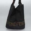 FENDI Hand Bag Nylon Brown Black Silver Auth bs22947-3