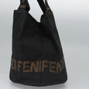 FENDI Hand Bag Nylon Brown Black Silver Auth bs22947-4