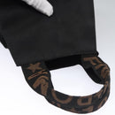 FENDI Hand Bag Nylon Brown Black Silver Auth bs22947-6