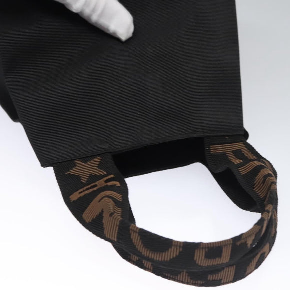 FENDI Hand Bag Nylon Brown Black Silver Auth bs22947