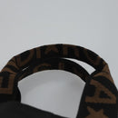 FENDI Hand Bag Nylon Brown Black Silver Auth bs22947-8