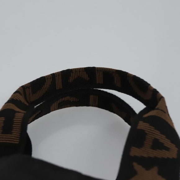 FENDI Hand Bag Nylon Brown Black Silver Auth bs22947