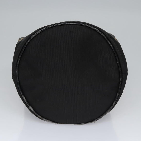 FENDI Hand Bag Nylon Brown Black Silver Auth bs22947