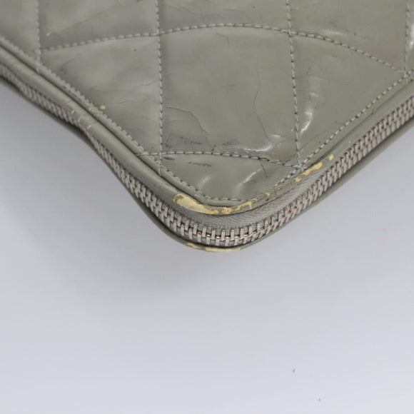 CHANEL Tote Bag Patent leather Gray CC Auth bs22950