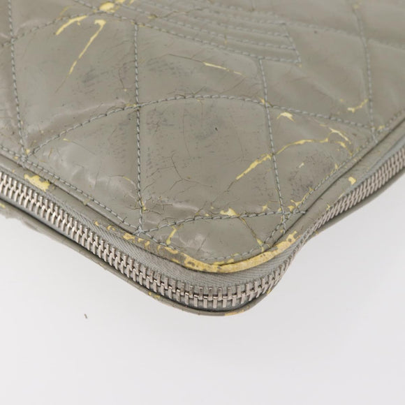 CHANEL Tote Bag Patent leather Gray CC Auth bs22950