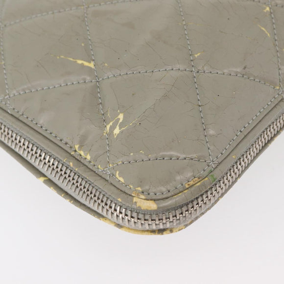 CHANEL Tote Bag Patent leather Gray CC Auth bs22950