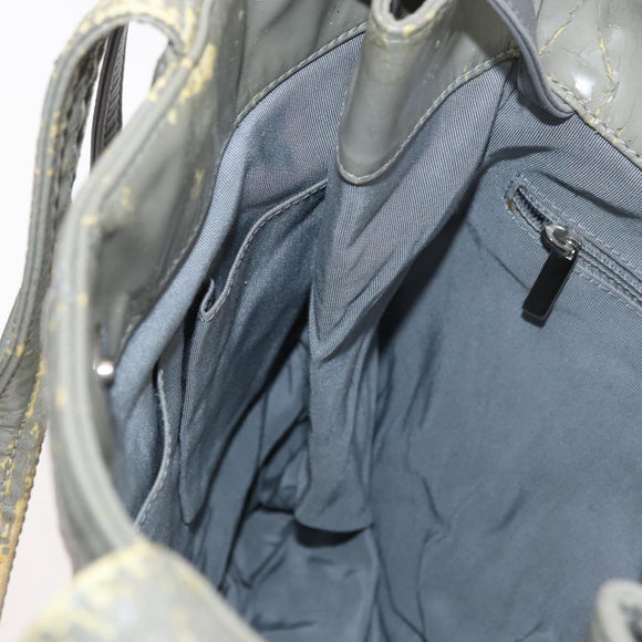 CHANEL Tote Bag Patent leather Gray CC Auth bs22950
