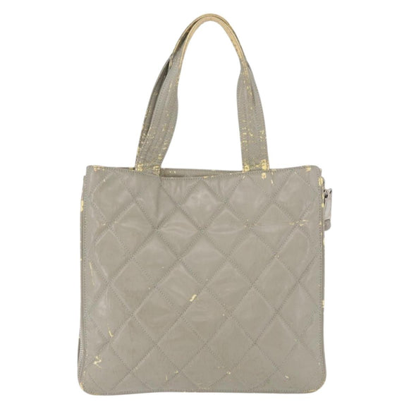 CHANEL Tote Bag Patent leather Gray CC Auth bs22950