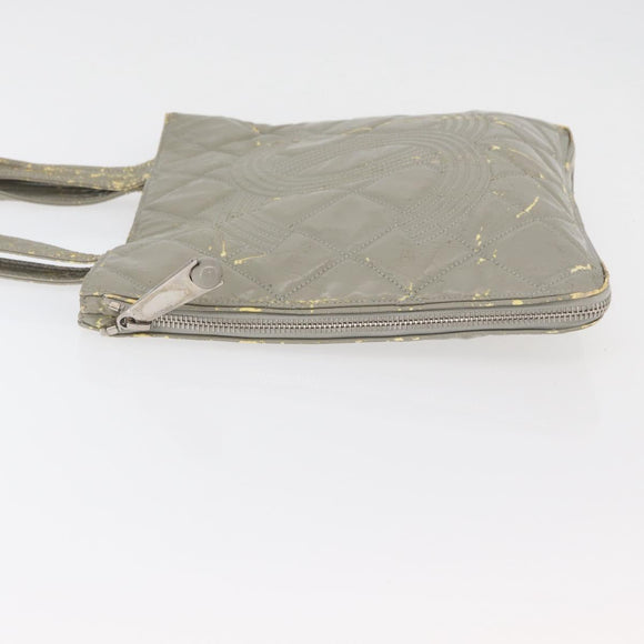 CHANEL Tote Bag Patent leather Gray CC Auth bs22950