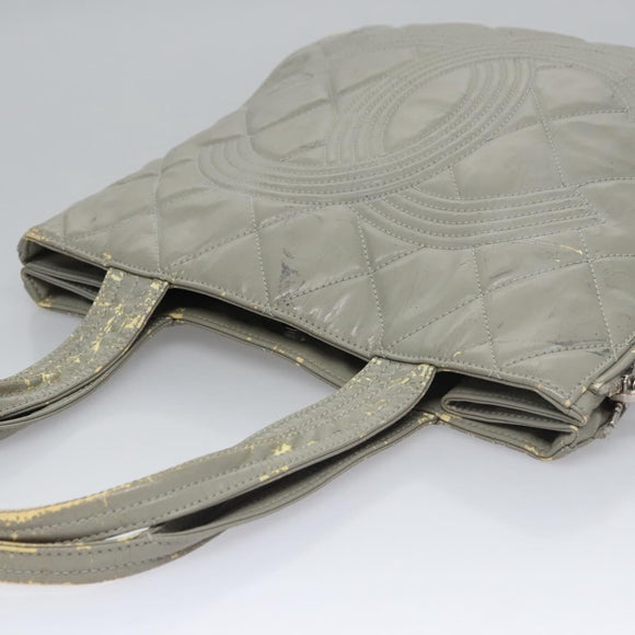 CHANEL Tote Bag Patent leather Gray CC Auth bs22950