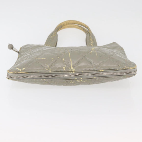 CHANEL Tote Bag Patent leather Gray CC Auth bs22950