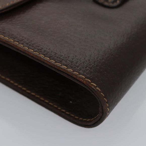 BALLY Chain Shoulder Bag Leather Brown Gold Auth bs22953