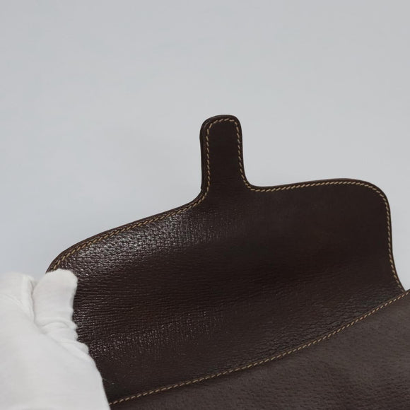 BALLY Chain Shoulder Bag Leather Brown Gold Auth bs22953