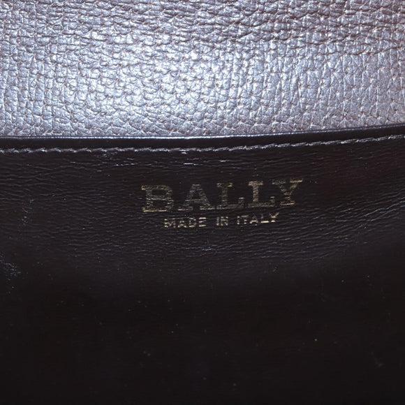 BALLY Chain Shoulder Bag Leather Brown Gold Auth bs22953