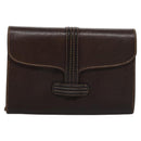 BALLY Chain Shoulder Bag Leather Brown Gold Auth bs22953-13