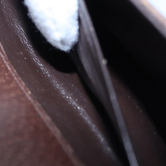 BALLY Chain Shoulder Bag Leather Brown Gold Auth bs22953