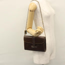 BALLY Chain Shoulder Bag Leather Brown Gold Auth bs22953-23