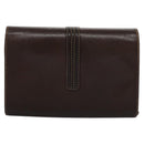 BALLY Chain Shoulder Bag Leather Brown Gold Auth bs22953-2