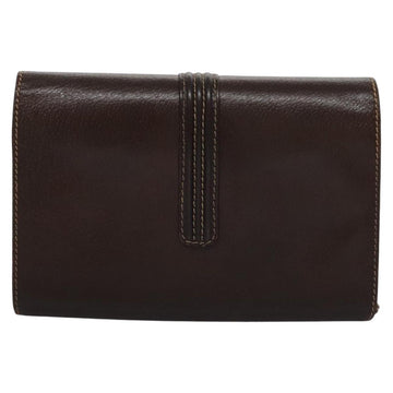 BALLY Chain Shoulder Bag Leather Brown Gold Auth bs22953 - 0