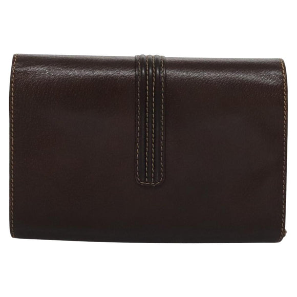 BALLY Chain Shoulder Bag Leather Brown Gold Auth bs22953