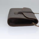 BALLY Chain Shoulder Bag Leather Brown Gold Auth bs22953-3