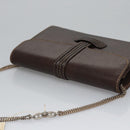 BALLY Chain Shoulder Bag Leather Brown Gold Auth bs22953-6