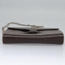 BALLY Chain Shoulder Bag Leather Brown Gold Auth bs22953-5