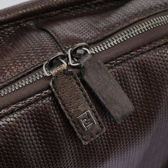 FENDI Hand Bag Leather Brown Auth bs22958