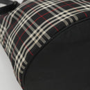 Burberrys Nova Check Blue Label Tote Bag Nylon Black Silver Auth bs22959-16