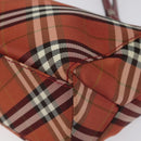 BURBERRY Nova Check Blue Label Hand Bag Nylon Red Silver Auth bs22960-10