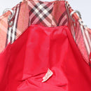 BURBERRY Nova Check Blue Label Hand Bag Nylon Red Silver Auth bs22960-17