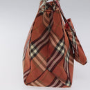 BURBERRY Nova Check Blue Label Hand Bag Nylon Red Silver Auth bs22960-4