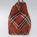 BURBERRY Nova Check Blue Label Hand Bag Nylon Red Silver Auth bs22960-5