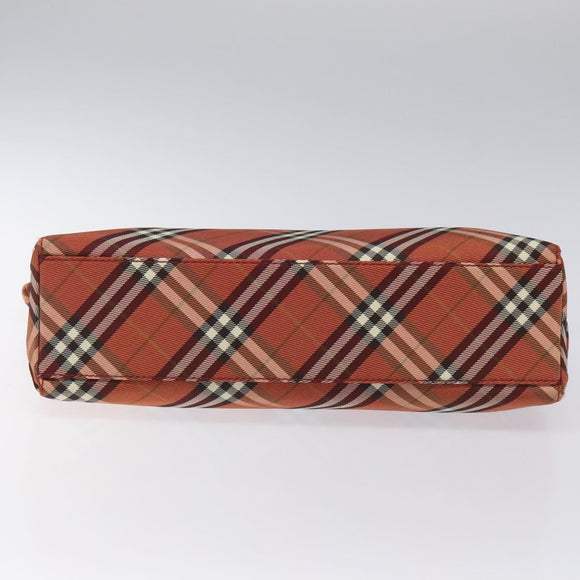 BURBERRY Nova Check Blue Label Hand Bag Nylon Red Silver Auth bs22960