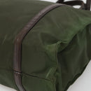 PRADA Tote Bag Nylon Khaki Brown Silver Auth bs22976-9