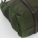 PRADA Tote Bag Nylon Khaki Brown Silver Auth bs22976-14