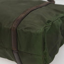 PRADA Tote Bag Nylon Khaki Brown Silver Auth bs22976-15