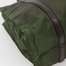 PRADA Tote Bag Nylon Khaki Brown Silver Auth bs22976-16