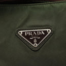 PRADA Tote Bag Nylon Khaki Brown Silver Auth bs22976-17