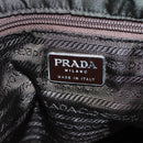 PRADA Tote Bag Nylon Khaki Brown Silver Auth bs22976-18