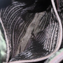 PRADA Tote Bag Nylon Khaki Brown Silver Auth bs22976-21