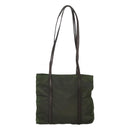 PRADA Tote Bag Nylon Khaki Brown Silver Auth bs22976-2