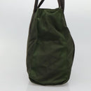 PRADA Tote Bag Nylon Khaki Brown Silver Auth bs22976-3